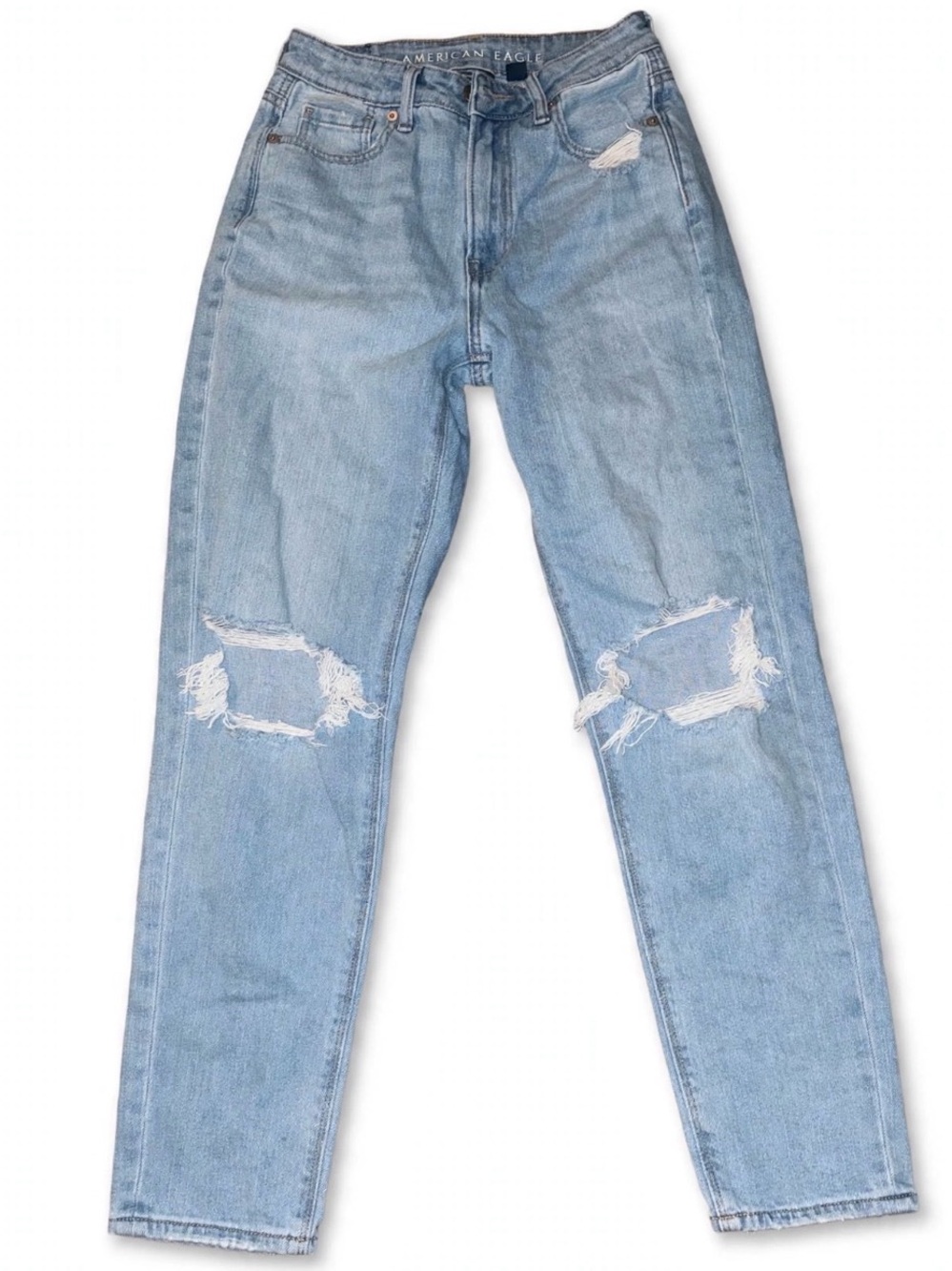 American Eagle Outfitters High-Rise Light Blue Distressed Jeans